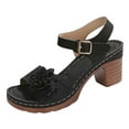 thumbnail image 1 of Yuanlong Womens Sandals Flower Ankle Buckle Strap Casual Shoes Open Toe Square Heels Comfort Beach Sandals, 1 of 8