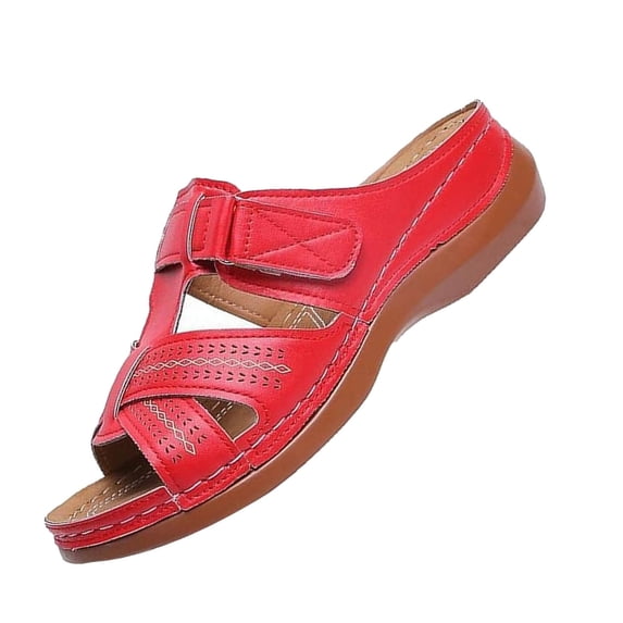 Yuanlong Womens Sandals Footbed Hollow Slide Sandals Stylish Hook & Loop Casual Travel Holiday Daily Shoes
