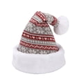 thumbnail image 1 of Yuanlong Womens Santa Hat Reindeer Snowflake Print Christmas Hat Plush Pompom Top Winter Warm Holiday Party Headwear, 1 of 4