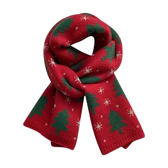 Yuanlong Womens Scarves Christmas Tree Print Knitted Scarf Cozy Comfortable Stylish Outdoor Neck Warmer