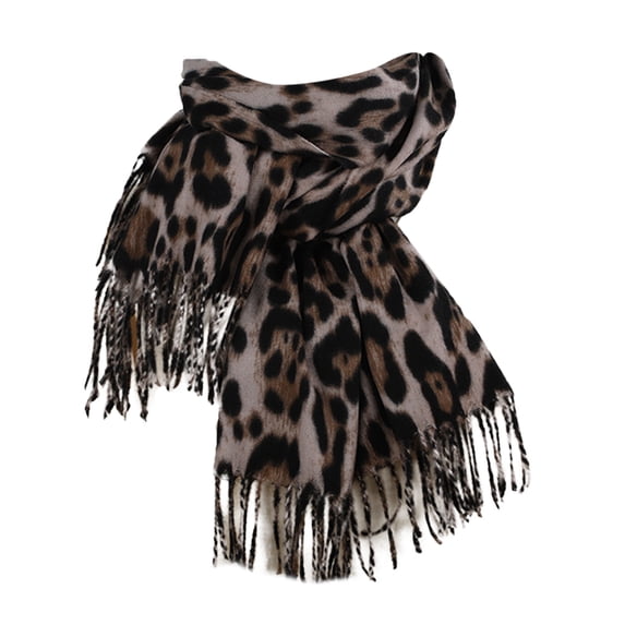 Yuanlong Womens Scarves Leopard Print Fall Winter Wrap Shawl With Tassels Classic Warm Daily Wear Scarf