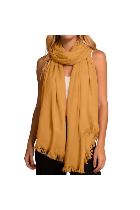 Womens Scarves Long Solid Color Wraps Shawl With Small Tassels Neckwear Winter Daily Wear Elegant Blanket Scarf