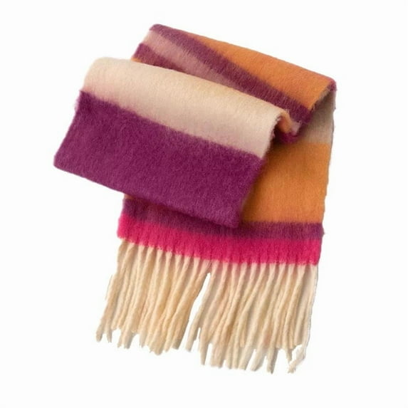 Yuanlong Womens Scarves Long Thicken Purple Orange Plaid Tassel Shawls Wraps Colorful Neckwear Winter Warm Blanket Scarf