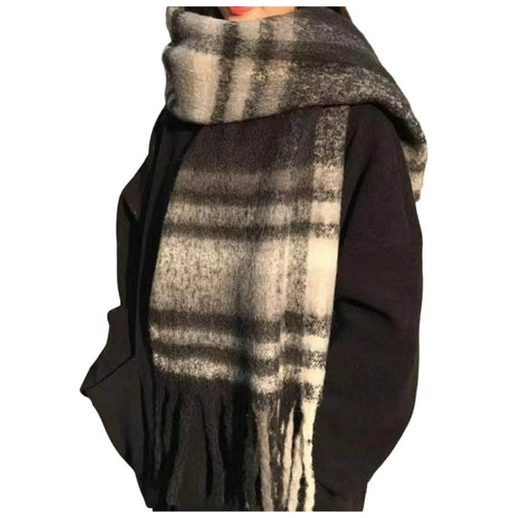 Yuanlong Womens Scarves Slouchy Long Plaid Textured Shawl Wraps With Tassel Neckwear Winter Neck Wrap Warm Blanket Scarf
