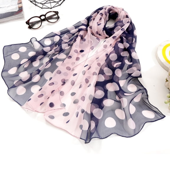 Yuanlong Womens Scarves Spring Winter Polka Dot Print Thin Long Shawl Wraps Outing Breathable Neckwear Lightweight Scarf