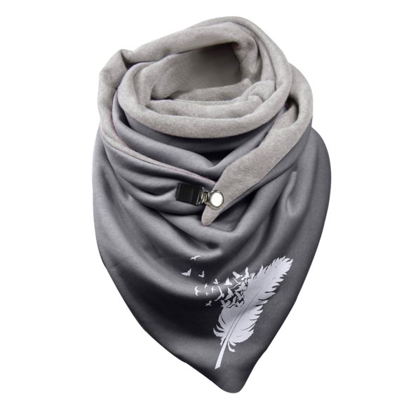 Yuanlong Womens Scarves Winter Feather Pattern Double Stitching Triangle Buckle Scarf Warm Neck Gaiter Neckerchief