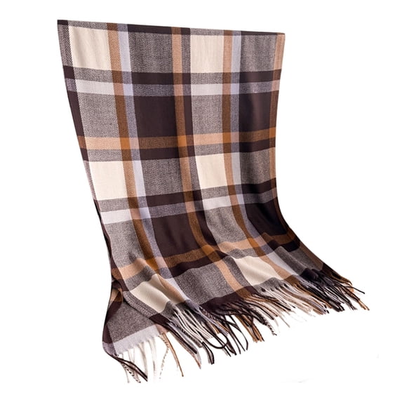 Yuanlong Womens Scarves Vintage Plaid Fringe Fall Winter Thick Warm Wrap Shawl Cozy Minimal Versatile Casual Neckwear
