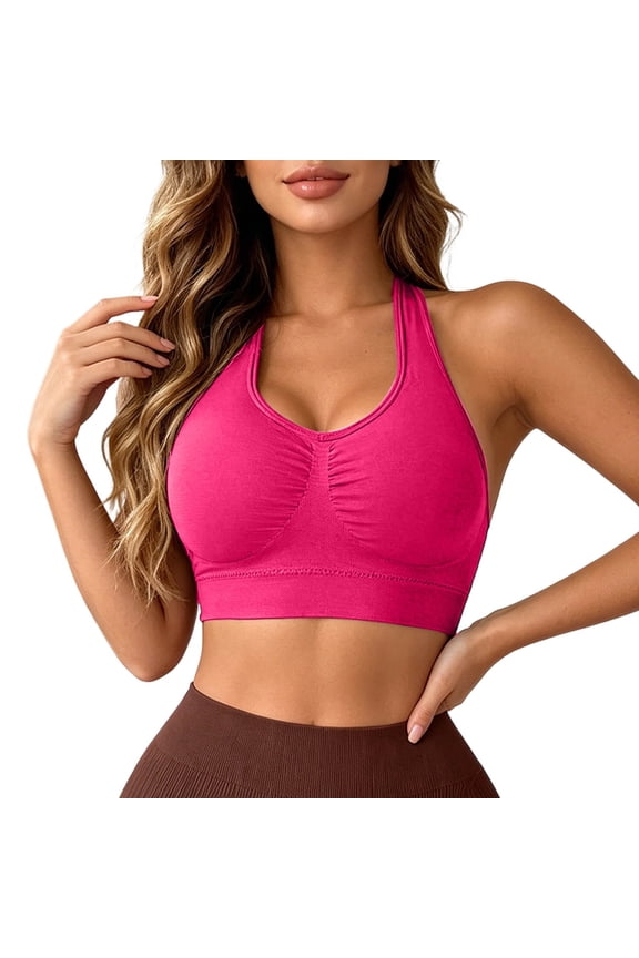Womens Seamless Sports Bra Racerback Wireless U Neck Removable Padded Bralette Workout Gym Yoga Running Bra