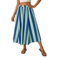 thumbnail image 1 of Yuanlong Womens Skirt High Waist Maxi A Line Striped Print Elastic Waist Summer Flowy Draped Skirt Beach Outfit Elegant Skirt, 1 of 4