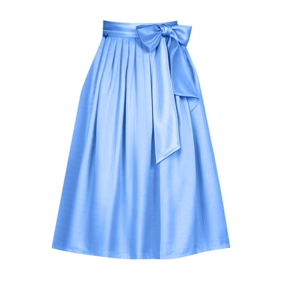 Yuanlong Womens Skirt Midi A Line Oktoberfest Skirt With Bow Tie Waistband Adjustable Wrap Skirt Festival Party Casual Wear
