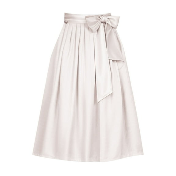 Yuanlong Womens Skirts Elegant Satin Bow Tie Waistband Adjustable Wrap Apron Skirts For Holiday Party Casual Long Skirts