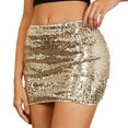 thumbnail image 1 of Yuanlong Womens Skirts Summer Clearance Solid Sequin A-Line Slim Bodycon Skirt Ladies Fashion Clothes Zipper Short Skirt, 1 of 5
