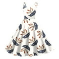 thumbnail image 1 of Yuanlong Womens Sling Dresses Carnival Feather Mask Print Midi Gown With Belted Spring Cheerful Outings Lady Float Skirts, 1 of 3