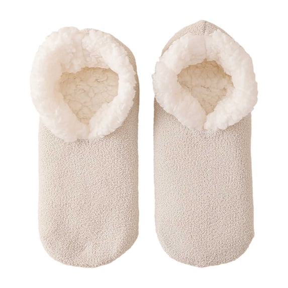 Yuanlong Womens Slipper Socks Lined Non Floor Socks With Grips Thick Warm Winter Indoor Cozy House Low Cut Socks