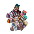 thumbnail image 1 of Yuanlong Womens Socks 5 Pairs Boho Thick Knit Textured Crew Socks Winter Thermal Hosiery Breathable Mid Length Stockings, 1 of 3