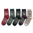 thumbnail image 1 of Yuanlong Womens Socks 5 Pairs Christmas Reindeer Pattern Knitted Crew Socks Autumn Winter Thermal Boho Middle Tube Socks, 1 of 8