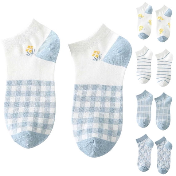Yuanlong Womens Socks 5 Pairs Summer Spring Breathable Light Low Cut Ankle Socks Daily Cute Small Clear Style Short Socks4