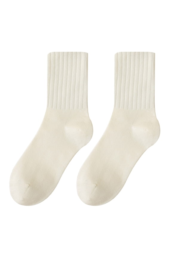 Womens Socks Autumn Winter Solid Color Thick Cotton Mid Tube Socks Winter Boot Hosiery Comfy Thermal Crew Socks