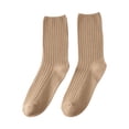 thumbnail image 1 of Yuanlong Womens Socks Basic Plain Ribbed Knitted Cotton Medium Calf Socks For Everyday Hosiery Breathable Cozy Crew Socks, 1 of 3