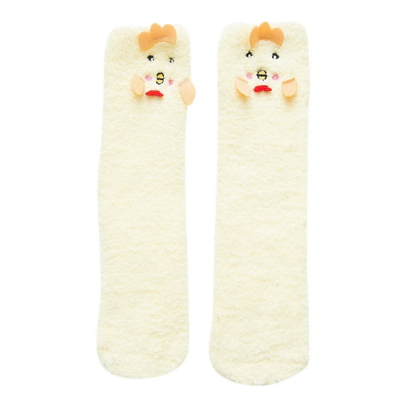 Yuanlong Womens Socks Cartoon Cow Thick Coral Velvet Slipper Socks With Cute Ear Design Winter Funny Thermal Floor Socks22