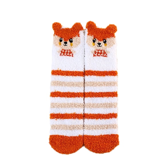 Yuanlong Womens Socks Christmas Winter Cute Cartoon Print Thicken Medium Tube Socks Holiday Versatile Thermal Crew Socks
