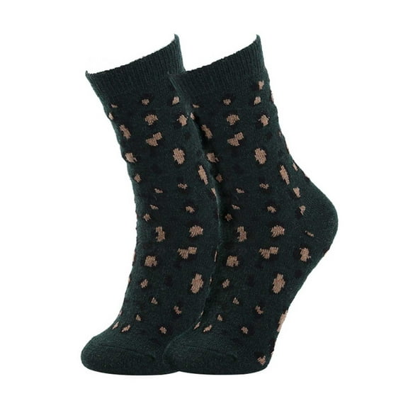 Yuanlong Womens Socks Fall Winter Fashion Leopard Pattern Thicken Thermal Crew Socks Streetwear Versatile Medium Tube Socks