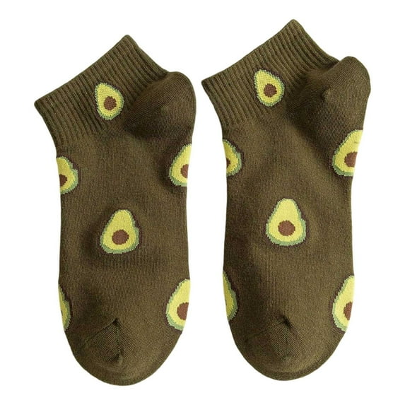 Yuanlong Womens Socks Fruit Embroidery Pattern Cotton Ankle Socks Spring Daily Comfort Breathable Short Socks One Size