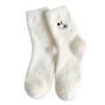 thumbnail image 1 of Yuanlong Womens Socks Ladies Cute White Embroidered Thick Funny Mid Tube Socks Winter Comfort Non Warm Floor Socks, 1 of 5