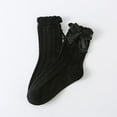 thumbnail image 1 of Yuanlong Womens Socks Lady Solid Color Double Bow Tie Ribbed Ruffle Crew Socks Lolita Dress Breathable Soft Mid Stockings, 1 of 3