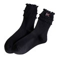 thumbnail image 1 of Yuanlong Womens Socks Plain Bow Embroidery Ruffled Knitted Crew Socks Sweet Cute Style Breathable Cozy Middle Socks11, 1 of 4