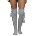 thumbnail image 1 of Yuanlong Womens Socks Plain Ribbed Knitted Thigh High Stocking With Tassel Pendant Daliy Soft Tights Leg Warmers Tall Socks, 1 of 4