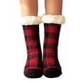 thumbnail image 1 of Yuanlong Womens Socks Plush Lined Plaid Print Thicken Knitted Slipper Socks For Cold Weather Thermal Soft Mid Tube Socks21, 1 of 3