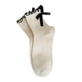 thumbnail image 1 of Yuanlong Womens Socks Solid Color Cute Bow Ruffled Knit Mid Length Socks Spring Winter Casual Breathable Medium Stockings, 1 of 4