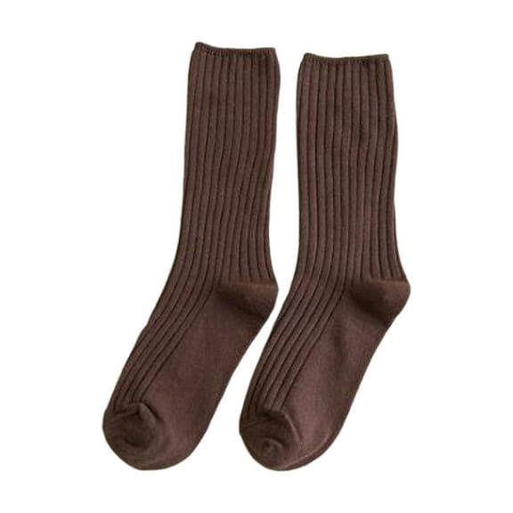 Yuanlong Womens Socks Solid Color Non Double Knittd Mid Calf Socks Daily Wear Breathable Stretchable Stackable Sock