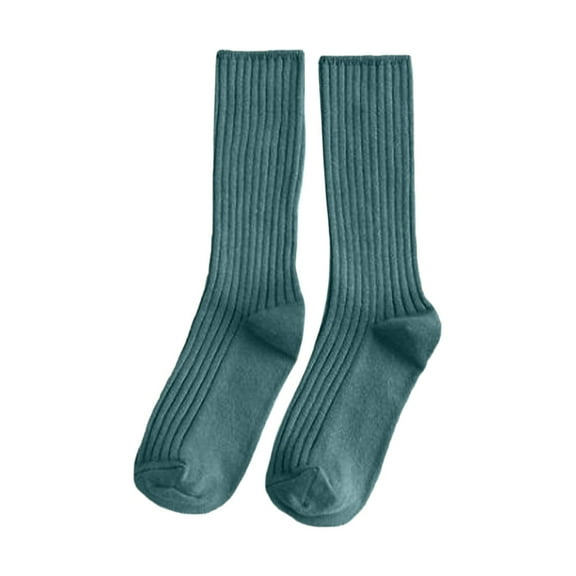 Yuanlong Womens Socks Solid Color Non Double Knittd Mid Calf Socks Daily Wear Breathable Stretchable Stackable Sock