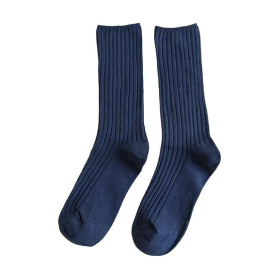 Yuanlong Womens Socks Solid Color Non Double Knittd Mid Calf Socks Daily Wear Breathable Stretchable Stackable Sock