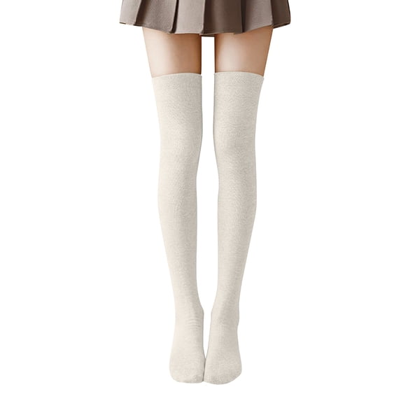 Yuanlong Womens Socks Solid Color Thigh High Socks Over The Knee Stockings Minimalist Daily Wear Hosiery