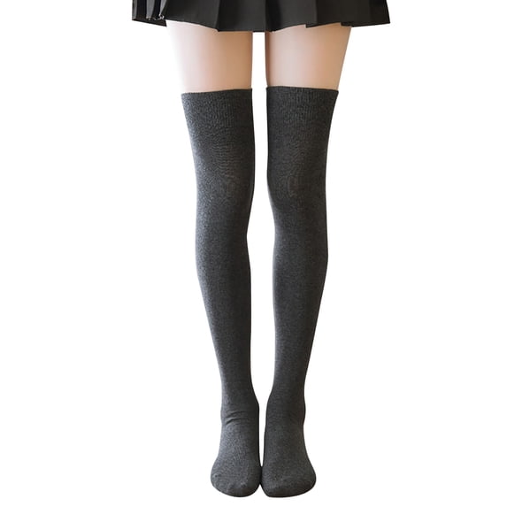 Yuanlong Womens Socks Solid Color Thigh High Socks Over The Knee Stockings Minimalist Daily Wear Hosiery
