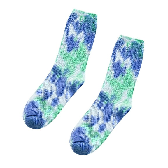 Yuanlong Womens Socks Spring Fall Versatile Tie Dye Knitting Cotton Mid Tube Socks Daily Breathable Slouch Socks One Size