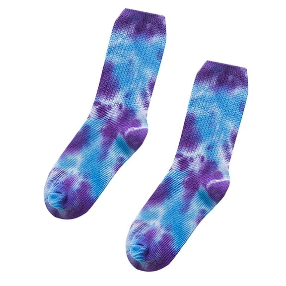 Yuanlong Womens Socks Spring Fall Versatile Tie Dye Knitting Cotton Mid Tube Socks Daily Breathable Slouch Socks One Size
