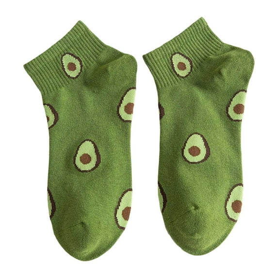 Yuanlong Womens Socks Spring Fruit Embroidery Printed Knitted Low Cut Socks Daily Wear Breathable Lightweight Ankle Socks