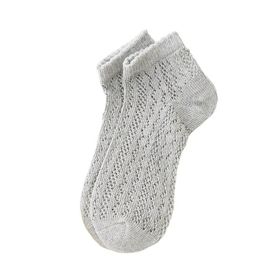 Yuanlong Womens Socks Summer Hollow Out Ruffle Solid Thin Cotton Ankle Sock Ladies Daily Wear Breathable Mesh Short Socks