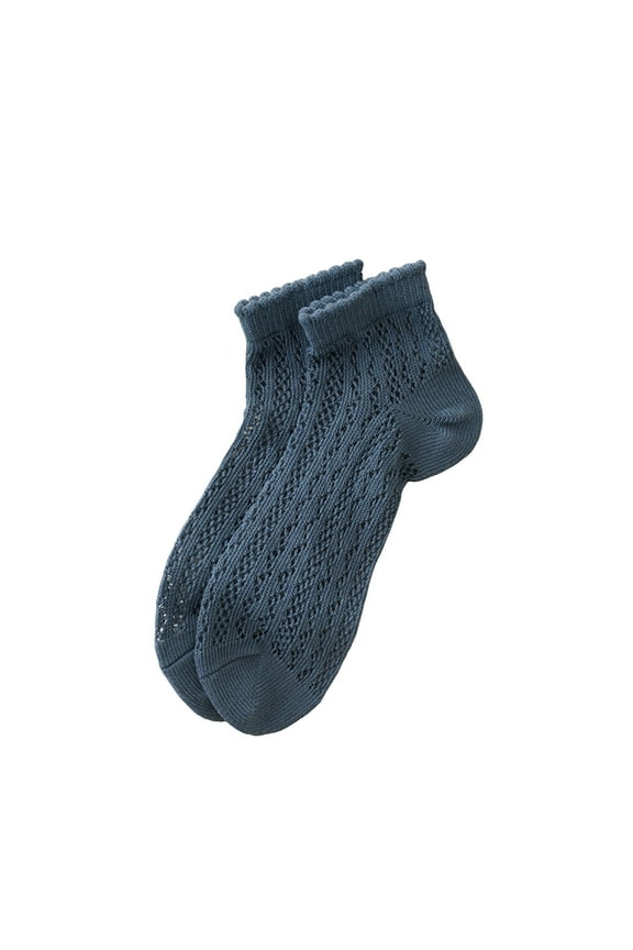 Womens Socks Summer Hollow Out Ruffle Solid Thin Cotton Ankle Sock Ladies Daily Wear Breathable Mesh Short Socks