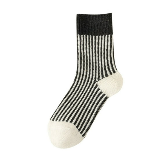 Yuanlong Womens Socks Winter Ladies Vertical Stripes Thicken Thermal Mid Tube Wool Socks Streetwear Versatile Crew Socks