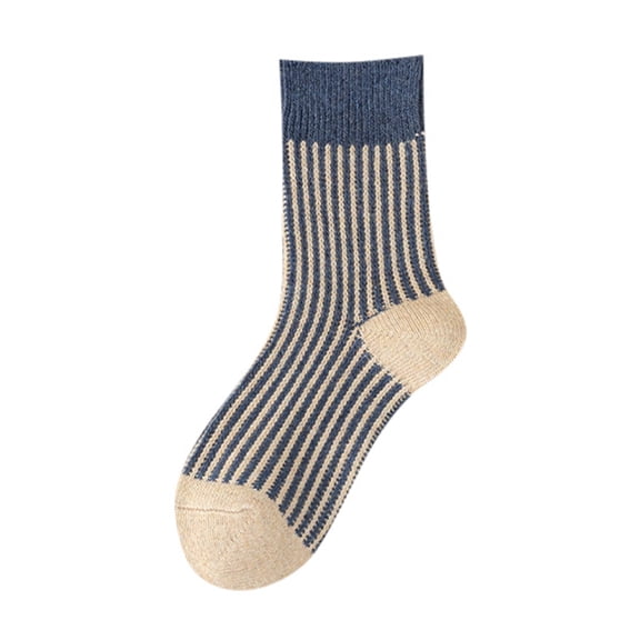 Yuanlong Womens Socks Winter Ladies Vertical Stripes Thicken Thermal Mid Tube Wool Socks Streetwear Versatile Crew Socks