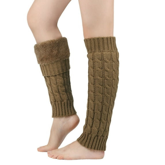 Yuanlong Womens Socks Winter Solid Color Cable Knitted Leg Warmers Socks For Party Night Wear Comfy Thigh High Stockings