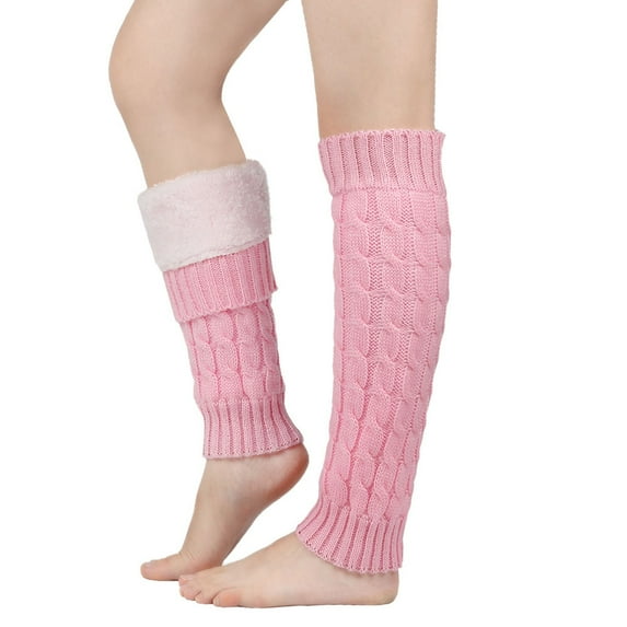 Yuanlong Womens Socks Winter Solid Color Cable Knitted Leg Warmers Socks For Party Night Wear Comfy Thigh High Stockings