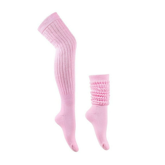 Yuanlong Womens Socks Winter Solid Color Leg Warmth Knitted Thigh-High Socks Daily Fashion Cozy Over The Knee Slouch Socks