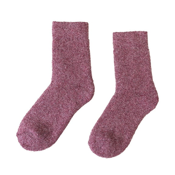 Yuanlong Womens Socks Winter Thermal Solid Color Thick Knit Mid Calf Socks For Indoor Outdoor Hosiery Cozy Soft Crew Socks