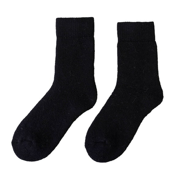 Yuanlong Womens Socks Winter Thermal Solid Color Thick Knit Mid Calf Socks For Indoor Outdoor Hosiery Cozy Soft Crew Socks